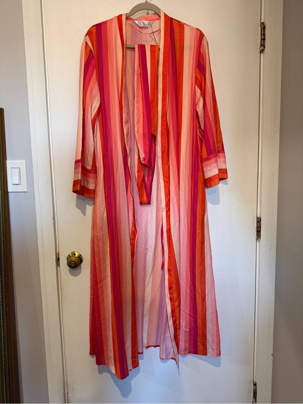 Primark Pink & Orange Striped Long Open Coatigan